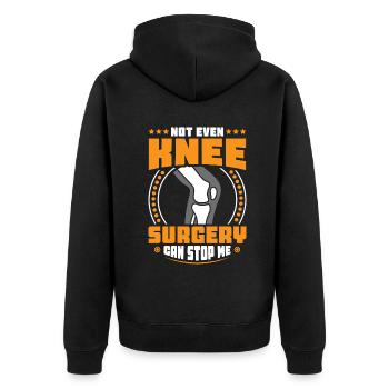 Not even Knee surgery can stop me - Unisex Premium Bio Zip Hoodie - Schwarz - Hinten - Nico (187cm)