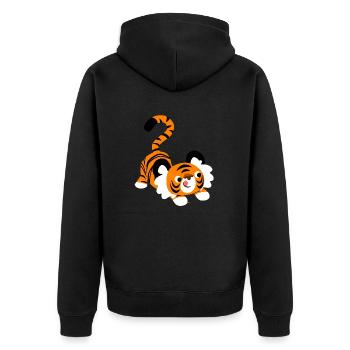 Un tigre cartoon mignon prêt à bondir! par - Veste à capuche bio Premium Unisexe - noir - Dos - Nico (187cm)