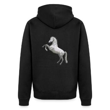 Pferd - Unisex Premium Bio Zip Hoodie - Schwarz - Hinten - Nico (187cm)