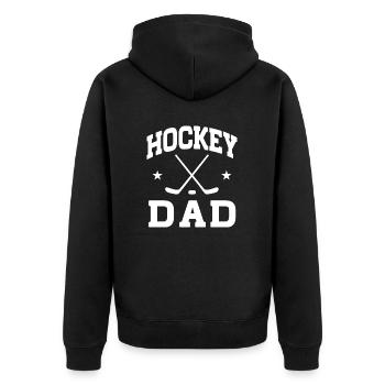 Hockey Dad - Unisex Premium Bio Zip Hoodie - Schwarz - Hinten - Nico (187cm)