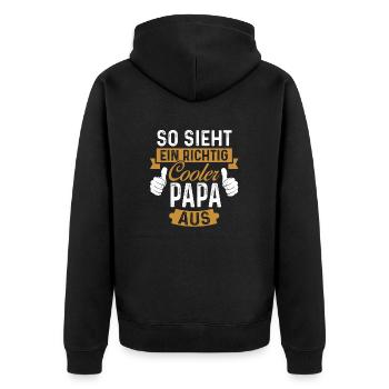 So sieht ein Cooler Papa aus Papi Vater Vatertag - Unisex Premium Bio Zip Hoodie - Schwarz - Hinten - Nico (187cm)