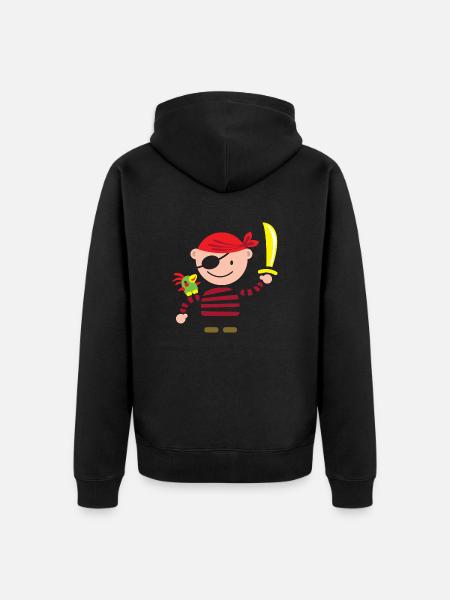 Little Pirate with parrot - Unisex Premium Organic Zip Hoodie - black