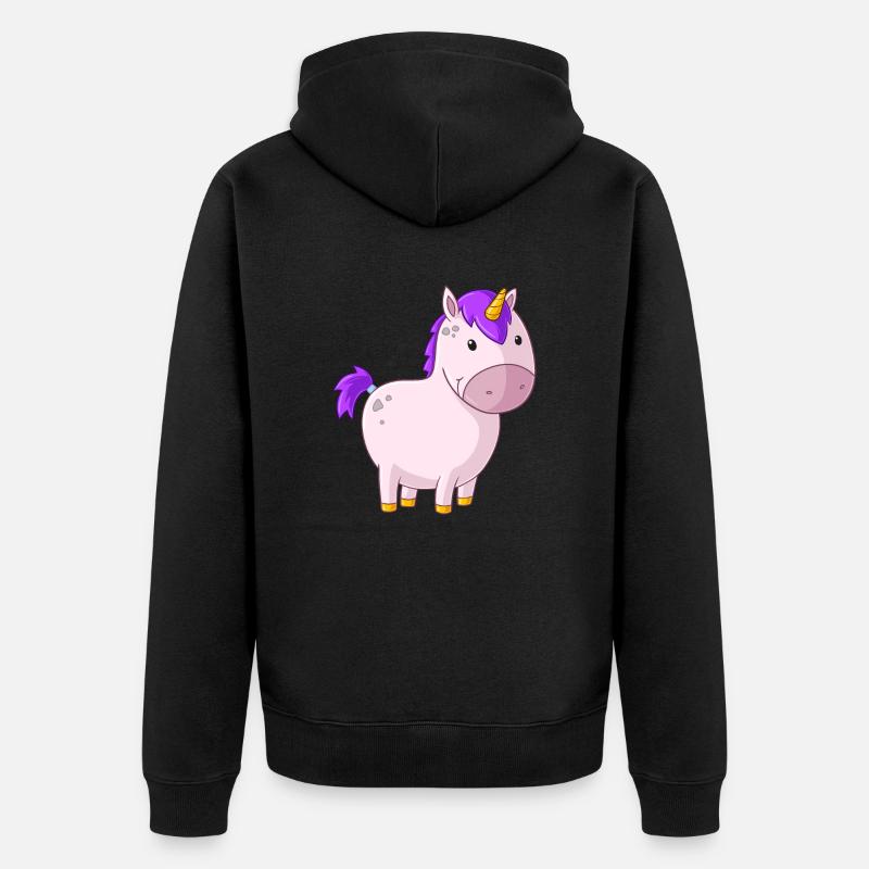 Dickes Comic Einhorn - Unisex Premium Bio Zip Hoodie - Schwarz
