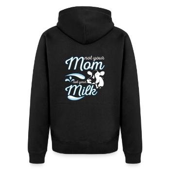 Pas votre maman pas lait t-shirt lait de vache végétalien - Veste à capuche bio Premium Unisexe - noir - Dos - Nico (187cm)