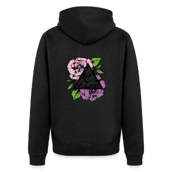 Geometrische Rosen Bunt - Unisex Premium Bio Zip Hoodie - Schwarz - Hinten - Nico (187cm)