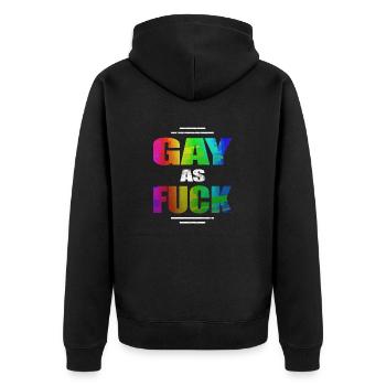 Gay As Fuck Gay AF LGBT LBGTQ Gay Pride Mariage Homosexuel - Veste à capuche bio Premium Unisexe - noir - Dos - Nico (187cm)