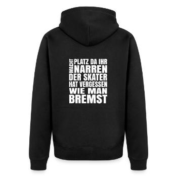 Skater narren bremsen skaten inliner inline - Unisex Premium Bio Zip Hoodie - Schwarz - Hinten - Nico (187cm)