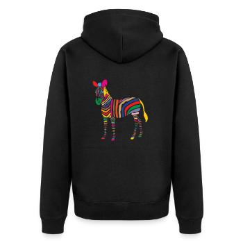 A Touch of Madness - Zebra - Color your Life ! - Unisex Premium Organic Zip Hoodie - black - Back - Nico (187cm)