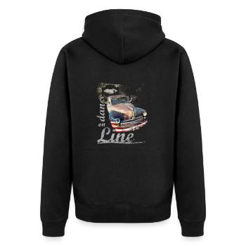 Car+Map 0420 - Unisex Premium Bio Zip Hoodie - Schwarz - Hinten - Nico (187cm)