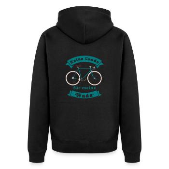 keine gnade für meine wade - Unisex Premium Bio Zip Hoodie - Schwarz - Hinten - Nico (187cm)