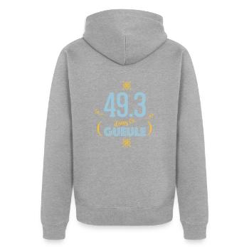 49.3 dans ta gueule - Veste à capuche bio Premium Unisexe - gris chiné - Dos - Nico (187cm)