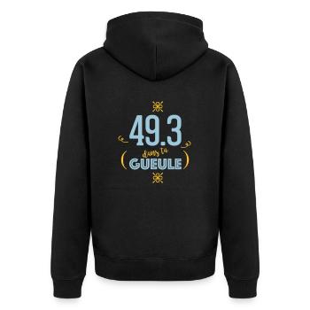 49.3 In deinem Mund - Unisex Premium Bio Zip Hoodie - Schwarz - Hinten - Nico (187cm)