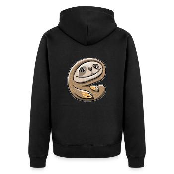 Happy Sloth - Unisex Premium Bio Zip Hoodie - Schwarz - Hinten - Nico (187cm)