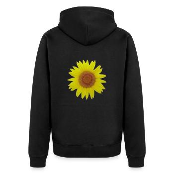 Sonnenblume - Unisex Premium Bio Zip Hoodie - Schwarz - Hinten - Nico (187cm)