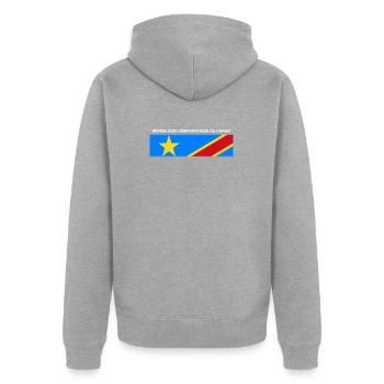 Die Demokratische Republik Kongo - Unisex Premium Bio Zip Hoodie - Grau meliert - Hinten - Nico (187cm)