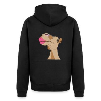 camel - Unisex Premium Organic Zip Hoodie - black - Back - Nico (187cm)