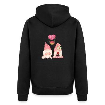 Valentinstag gnome - Unisex Premium Bio Zip Hoodie - Schwarz - Hinten - Nico (187cm)