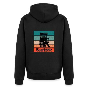 Saarkohle Zeche Saarland Kumpel - Unisex Premium Bio Zip Hoodie - Schwarz - Hinten - Nico (187cm)