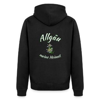 Allgäu meine Heimat, Berge,Wandern,Urlaub - Unisex Premium Bio Zip Hoodie - Schwarz - Hinten - Nico (187cm)