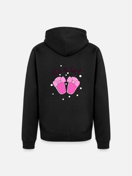 Es ist ein Mädchen! - Unisex Premium Bio Zip Hoodie - Schwarz