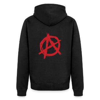 Anarchie - Unisex Premium Bio Zip Hoodie - Schwarz - Hinten - Nico (187cm)