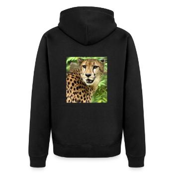 Cheetah - Unisex Premium Bio Zip Hoodie - Schwarz - Hinten - Nico (187cm)