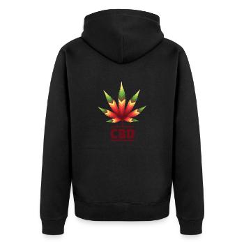 cbd leaf - Unisex Premium Organic Zip Hoodie - black - Back - Nico (187cm)