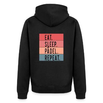 Essen Sleep Padel Repeat Funny Gift Idea padel - Unisex Premium Bio Zip Hoodie - Schwarz - Hinten - Nico (187cm)