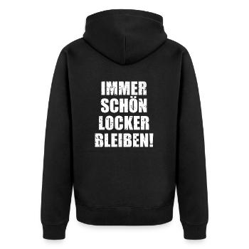 Immer Schön Locker Bleiben - Unisex Premium Bio Zip Hoodie - Schwarz - Hinten - Nico (187cm)