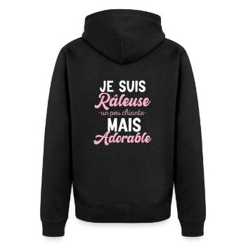 Râleuse Mais Adorable Cadeau Humour Personnalisé - Veste à capuche bio Premium Unisexe - noir - Dos - Nico (187cm)