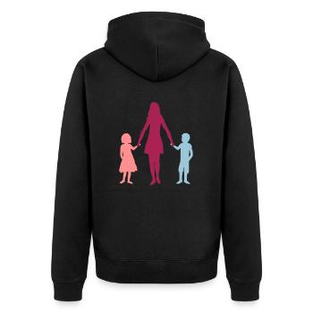 Maman 2 enfants - Veste à capuche bio Premium Unisexe - noir - Dos - Nico (187cm)