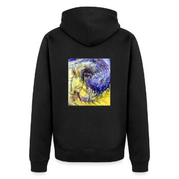 Farbverlauf blau gelb - Unisex Premium Bio Zip Hoodie - Schwarz - Hinten - Nico (187cm)
