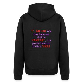 L AMOUR n a pas besoin d être PARFAIT - Veste à capuche bio Premium Unisexe - noir - Dos - Nico (187cm)