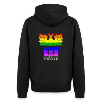 Duisburg Adler Coat of Arms CSD Rainbow Colors Pride - Unisex Premium Organic Zip Hoodie - black - Back - Nico (187cm)