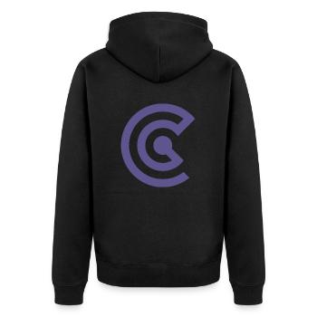 C Clothing Brand - Unisex Premium Organic Zip Hoodie - black - Back - Nico (187cm)