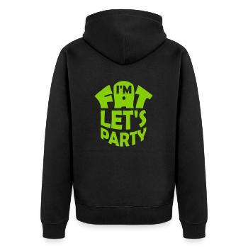 im fat lets party - Unisex Premium Bio Zip Hoodie - Schwarz - Hinten - Nico (187cm)
