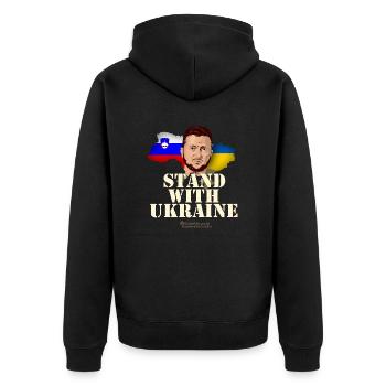 La Slovénie se tient aux côtés de l’Ukraine - Veste à capuche bio Premium Unisexe - noir - Dos - Nico (187cm)
