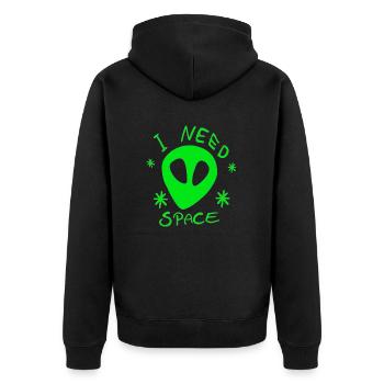 Vert extraterrestre J’AI BESOIN D’ESPACE Univers Galaxy Stars - Veste à capuche bio Premium Unisexe - noir - Dos - Nico (187cm)