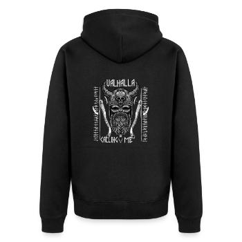 Vikings Valhalla m’appelle - Veste à capuche bio Premium Unisexe - noir - Dos - Nico (187cm)