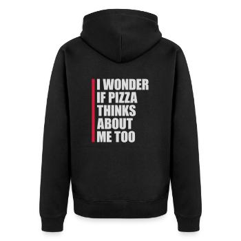 pizza thinks about me - Unisex Premium Organic Zip Hoodie - black - Back - Nico (187cm)