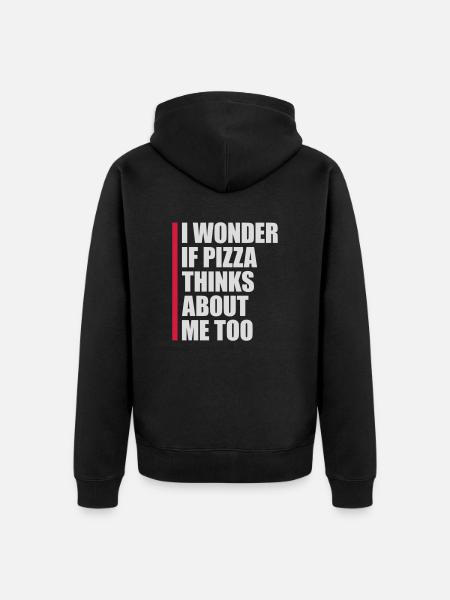 pizza thinks about me - Unisex Premium Organic Zip Hoodie - black