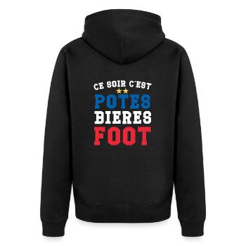 Ce soir c'est potes bière foot supporter football - Veste à capuche bio Premium Unisexe - noir - Dos - Nico (187cm)