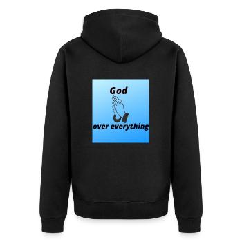 God over everything - Unisex Premium Organic Zip Hoodie - black - Back - Nico (187cm)