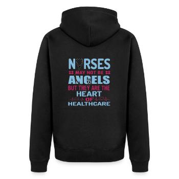 Krankenschwester Cooler Spruch T-Shirt Design - Unisex Premium Bio Zip Hoodie - Schwarz - Hinten - Nico (187cm)