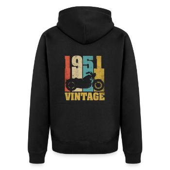 1951 Jahrgang Geburtstag Biker Motorrad Geschenk - Unisex Premium Bio Zip Hoodie - Schwarz - Hinten - Nico (187cm)