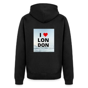 I LOVE LONDON - Veste à capuche bio Premium Unisexe - noir - Dos - Nico (187cm)