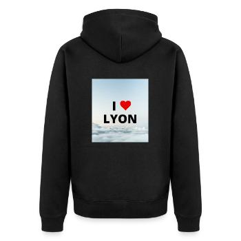 I LOVE LYON - Unisex Premium Organic Zip Hoodie - black - Back - Nico (187cm)
