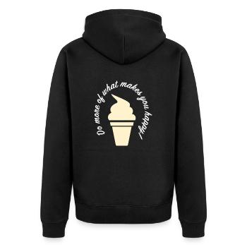 DO MORE OF WHAT MAKES YOU HAPPY Eis - Unisex Premium Bio Zip Hoodie - Schwarz - Hinten - Nico (187cm)
