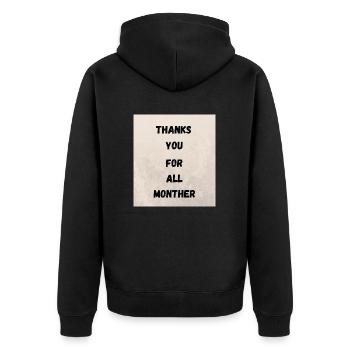 THANKS YOU MOTHER - Unisex Premium Organic Zip Hoodie - black - Back - Nico (187cm)