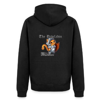 Süße Katze Paladin Ritter mit Schwert - Unisex Premium Bio Zip Hoodie - Schwarz - Hinten - Nico (187cm)